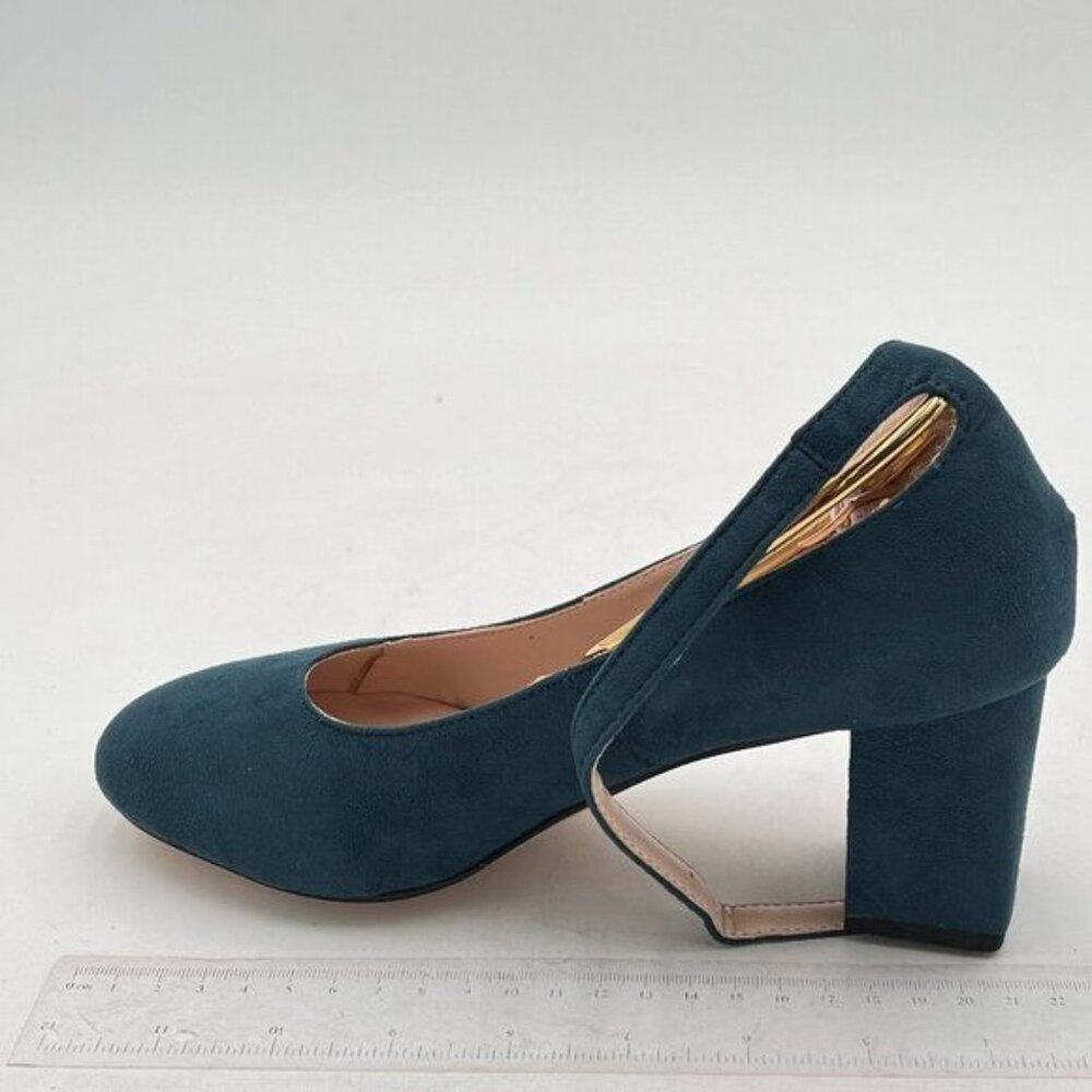 YDN Blue Women Round Toe Chunky Mid Heels Ankle Strap Pumps Dress Party Sexy Lad